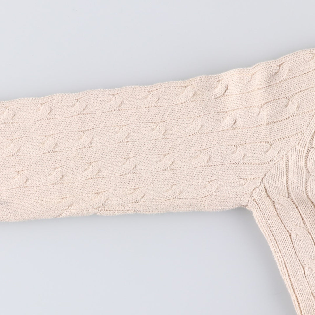 Ralph Lauren Cable Knit Cotton Sweater Women's M Size cotton pale white type Vintage Second Hand