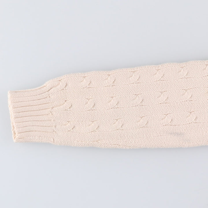 Ralph Lauren Cable Knit Cotton Sweater Women's M Size cotton pale white type Vintage Second Hand