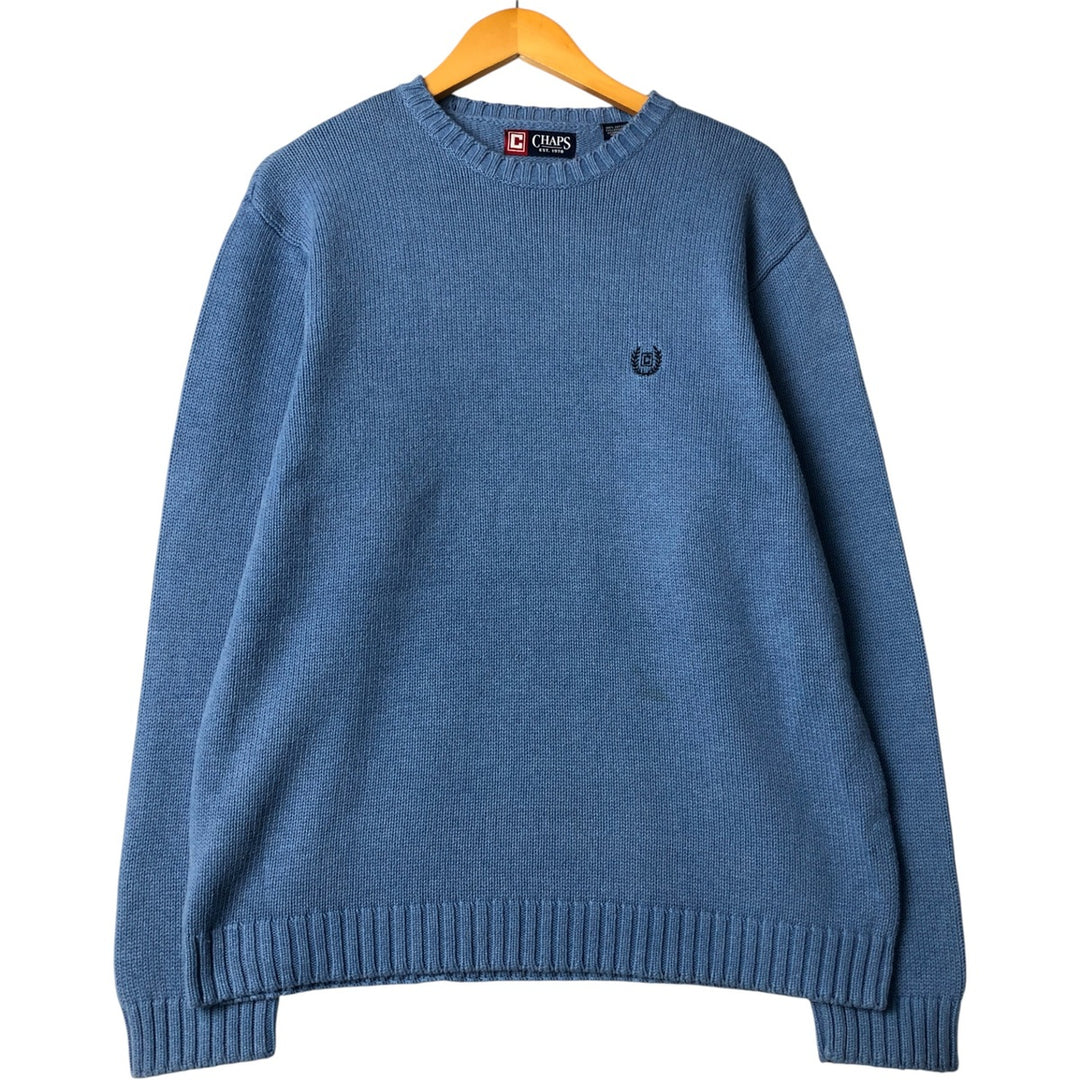Chaps Cotton Knit Sweater, Men's Size L cotton Blue type light blue Vintage Second Hand