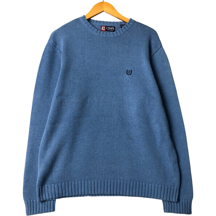 Chaps Cotton Knit Sweater, Men's Size L cotton Blue type light blue Vintage Second Hand