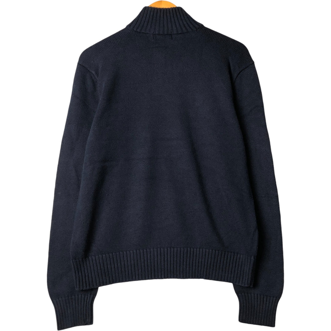 Ralph Lauren POLO RALPH LAUREN cotton knit half-button sweater, men's size M cotton navy blue type Vintage Second Hand