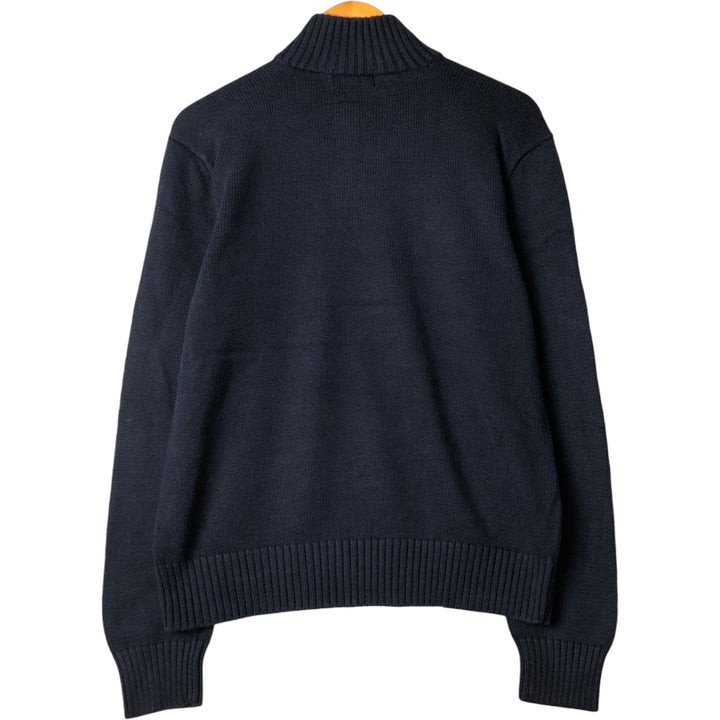 Ralph Lauren POLO RALPH LAUREN cotton knit half-button sweater, men's size M cotton navy blue type Vintage Second Hand