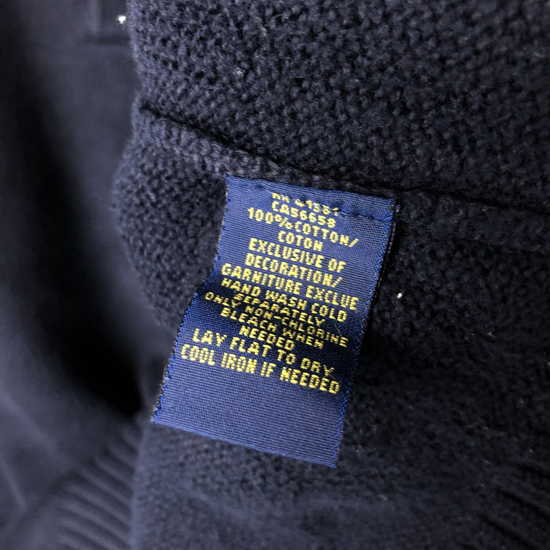Ralph Lauren POLO RALPH LAUREN cotton knit half-button sweater, men's size M cotton navy blue type Vintage Second Hand