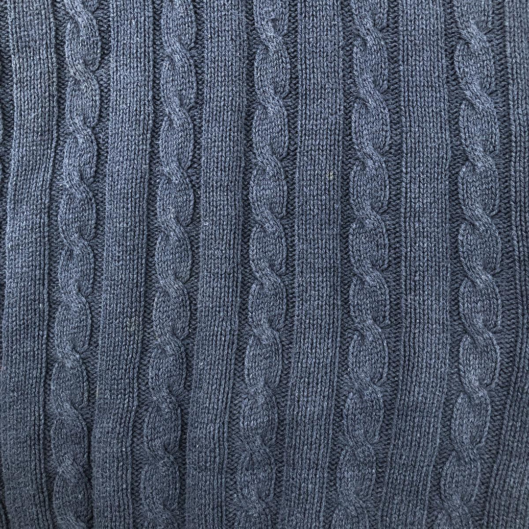 HAMPTON BAY Cable Knit Cotton Sweater, Made in USA, Men's XXL cotton navy blue type Vintage Second Hand