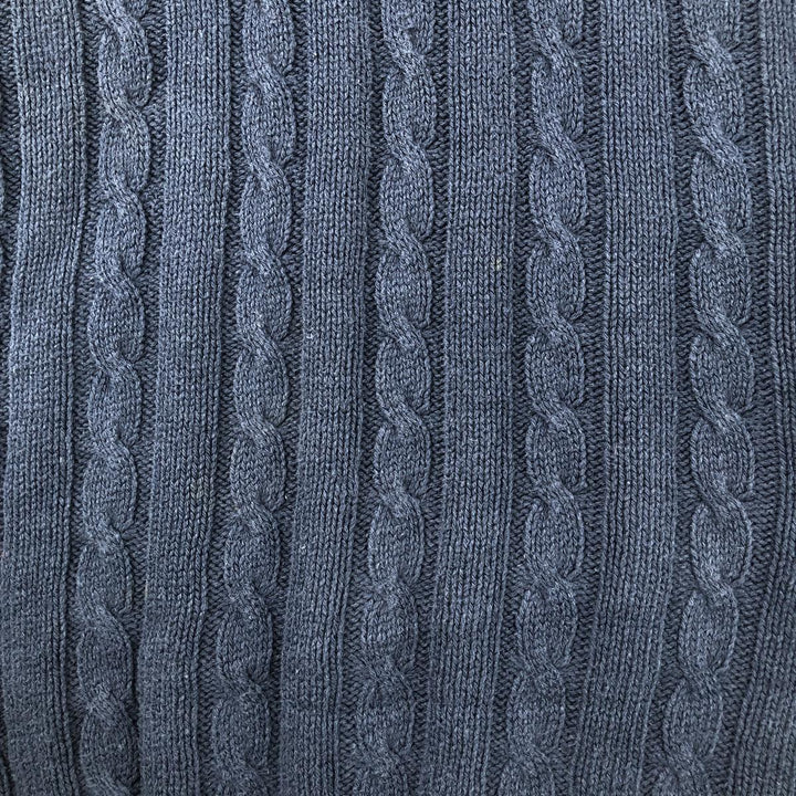HAMPTON BAY Cable Knit Cotton Sweater, Made in USA, Men's XXL cotton navy blue type Vintage Second Hand