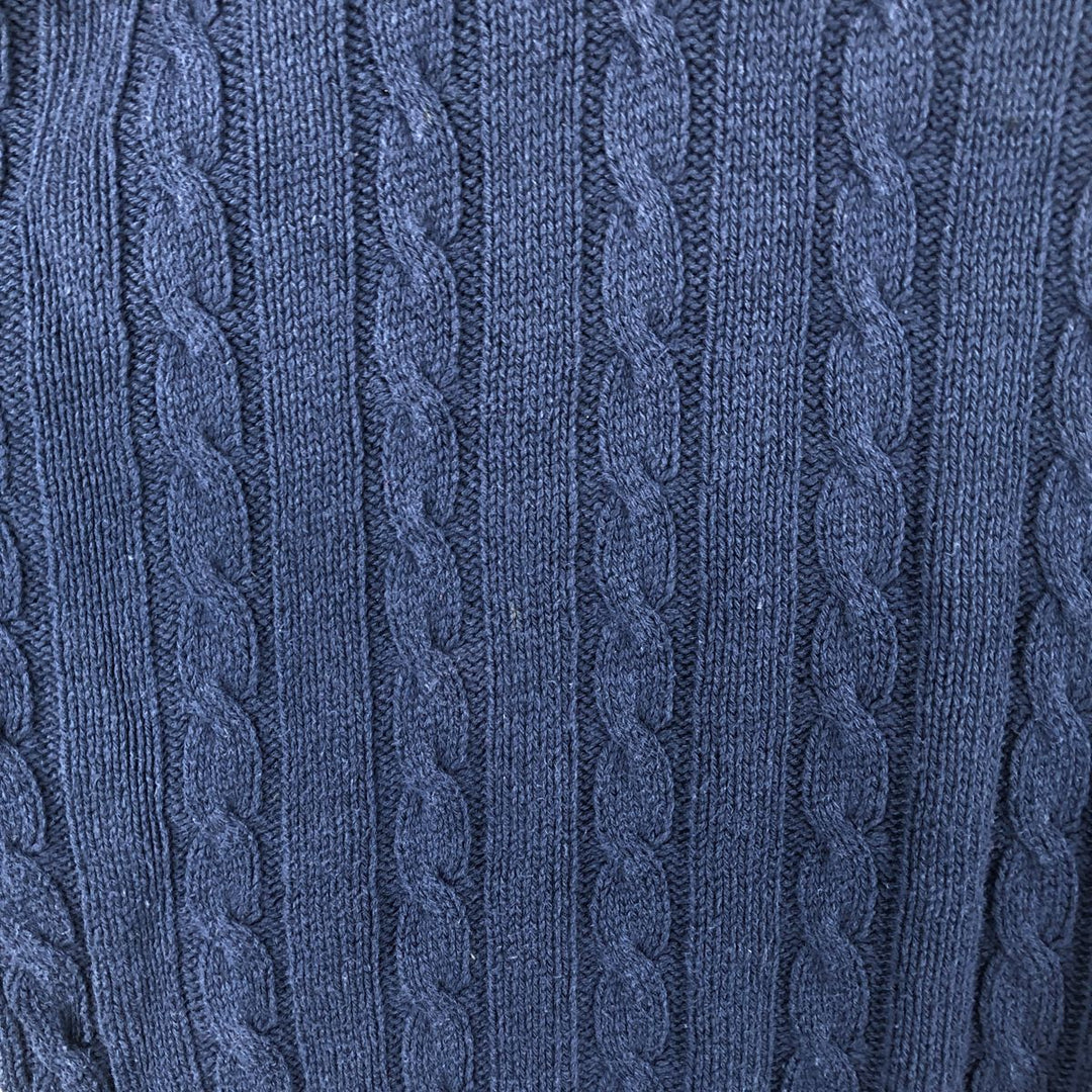 HAMPTON BAY Cable Knit Cotton Sweater, Made in USA, Men's XXL cotton navy blue type Vintage Second Hand