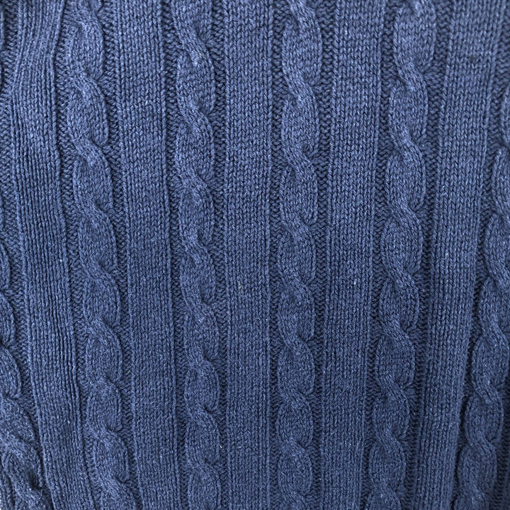 HAMPTON BAY Cable Knit Cotton Sweater, Made in USA, Men's XXL cotton navy blue type Vintage Second Hand