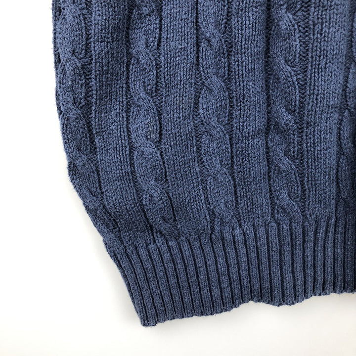 HAMPTON BAY Cable Knit Cotton Sweater, Made in USA, Men's XXL cotton navy blue type Vintage Second Hand