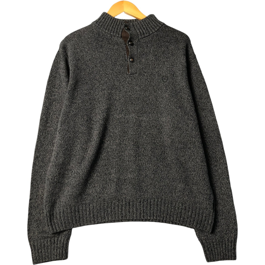 CHAPS Cotton Knit Half-Button Sweater, Men's Size M cotton Charcoal Vintage Second Hand