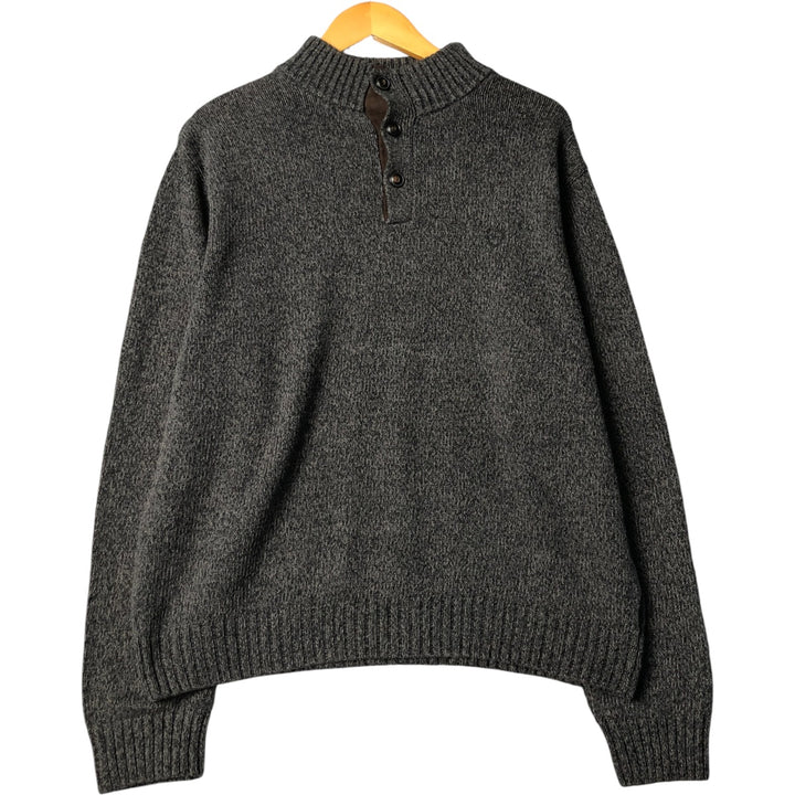 CHAPS Cotton Knit Half-Button Sweater, Men's Size M cotton Charcoal Vintage Second Hand