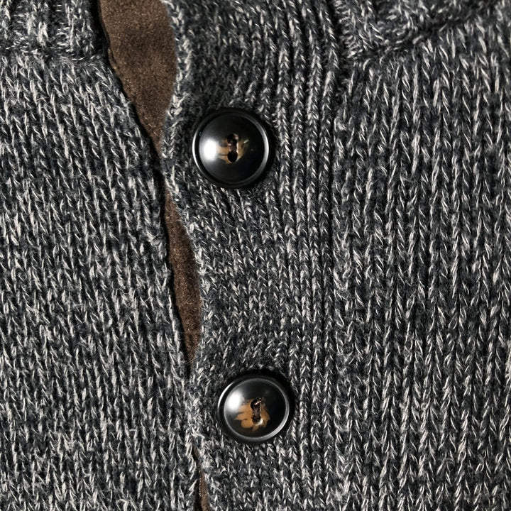CHAPS Cotton Knit Half-Button Sweater, Men's Size M cotton Charcoal Vintage Second Hand