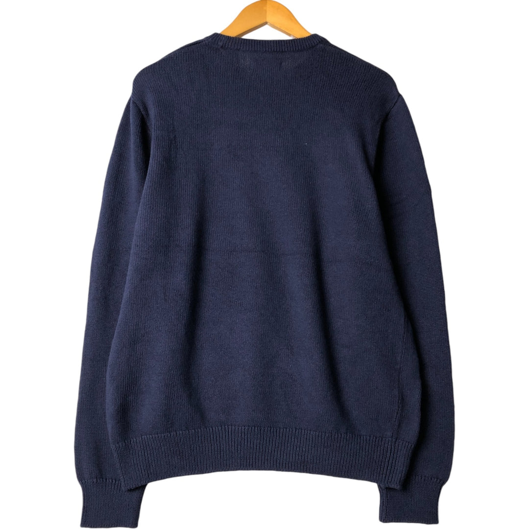 Chaps Cotton Knit Sweater, Men's Size L cotton navy blue type Vintage Second Hand