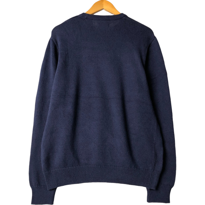 Chaps Cotton Knit Sweater, Men's Size L cotton navy blue type Vintage Second Hand