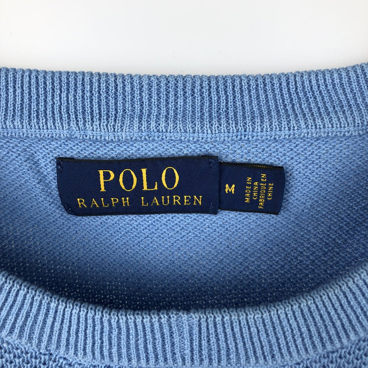 Ralph Lauren POLO RALPH LAUREN linen and cotton knit sweater, men's size M linen Blue type light blue Vintage Second Hand