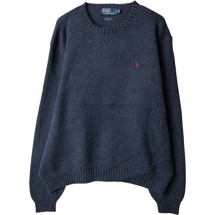 Ralph Lauren POLO by Ralph Lauren Cotton Knit Sweater Men's XXL cotton navy blue type Vintage Second Hand