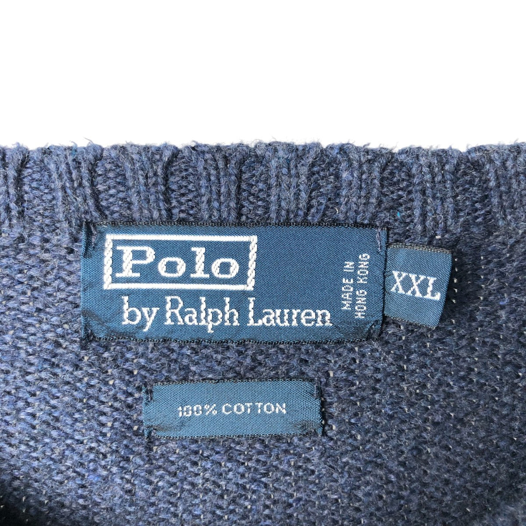 Ralph Lauren POLO by Ralph Lauren Cotton Knit Sweater Men's XXL cotton navy blue type Vintage Second Hand