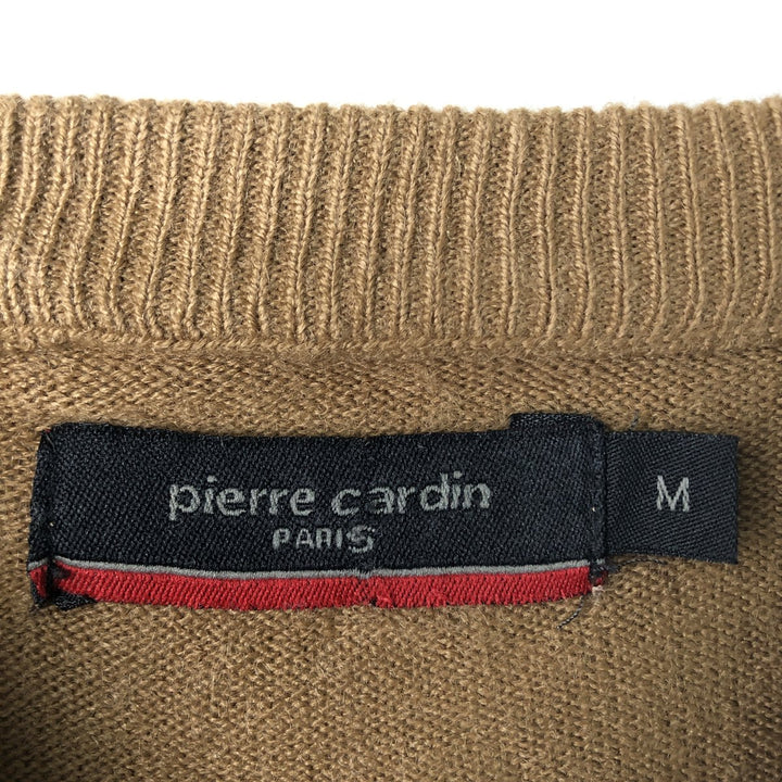 Pierre Cardin Paris V-neck acrylic knit sweater, men's size M acrylic beige type brown Vintage Second Hand