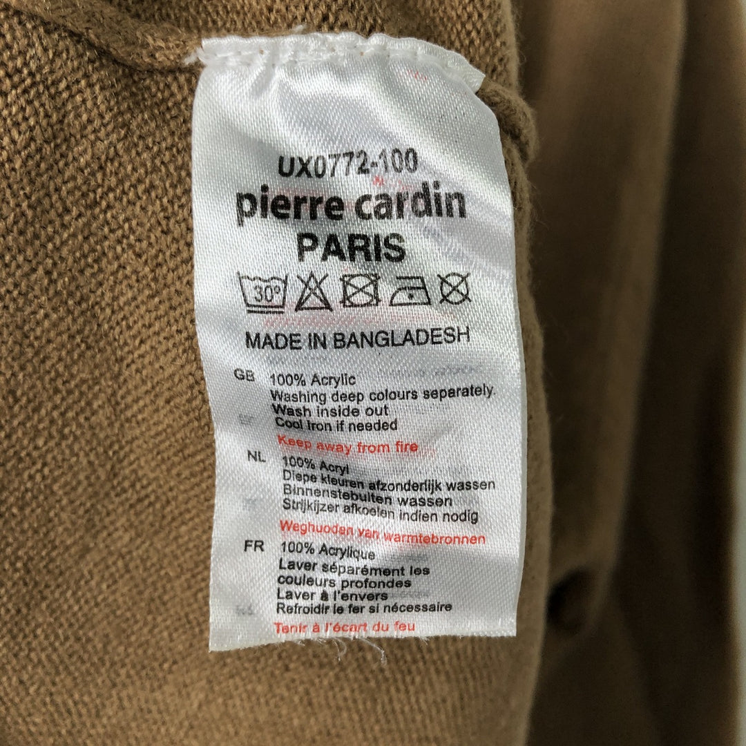 Pierre Cardin Paris V-neck acrylic knit sweater, men's size M acrylic beige type brown Vintage Second Hand