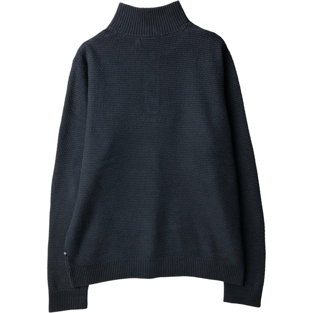 NAUTICA Cotton Knit Half-Button Sweater, Men's Size L cotton navy blue type Vintage Second Hand