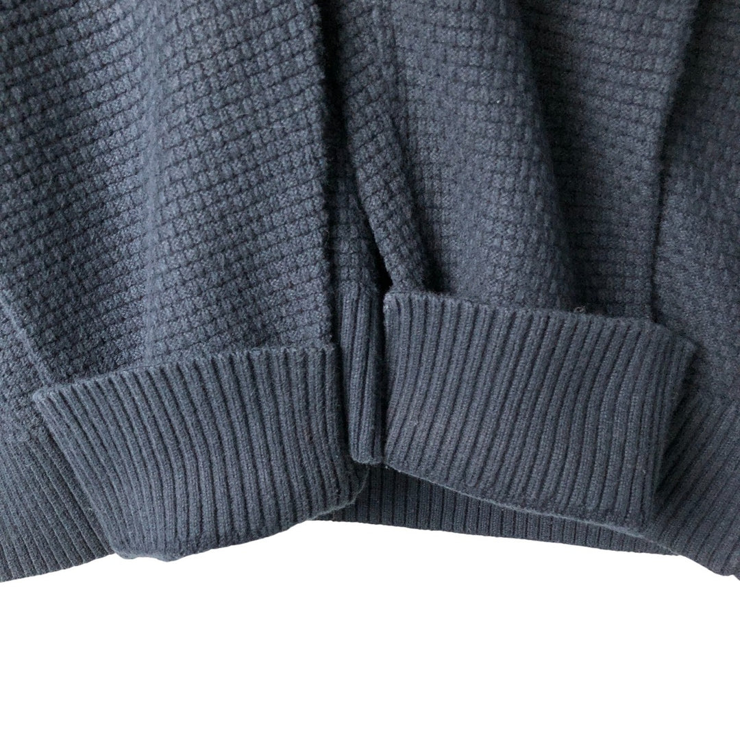 NAUTICA Cotton Knit Half-Button Sweater, Men's Size L cotton navy blue type Vintage Second Hand