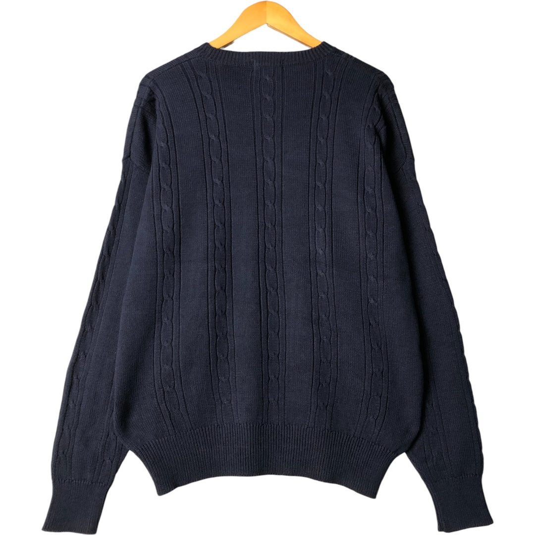 Vintage 90'S Nautica cable knit cotton sweater, size L, men's cotton navy blue type Vintage Second Hand