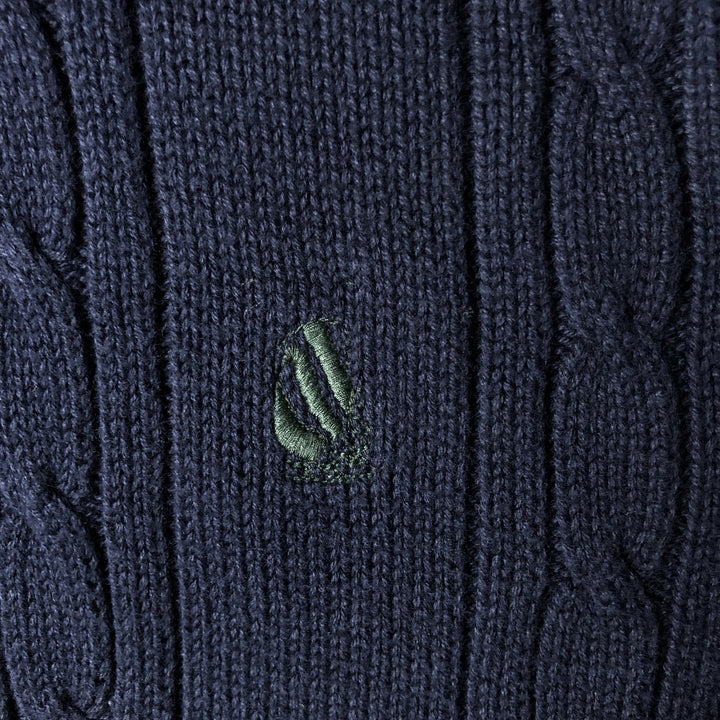 Vintage 90'S Nautica cable knit cotton sweater, size L, men's cotton navy blue type Vintage Second Hand