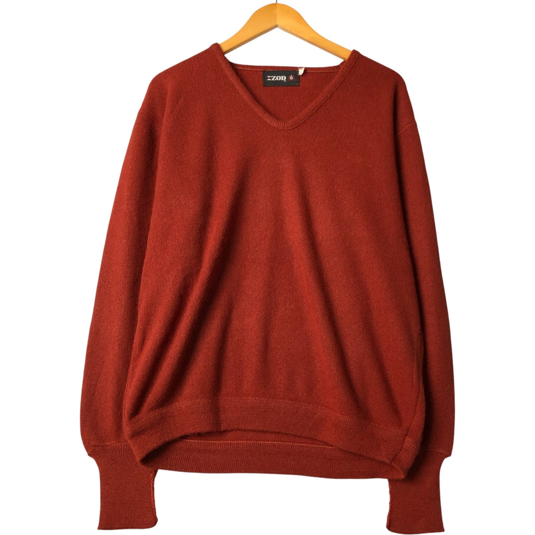 IZOD V-neck knit sweater, men's size XL, vintage unclear red type reddish brown Vintage Second Hand
