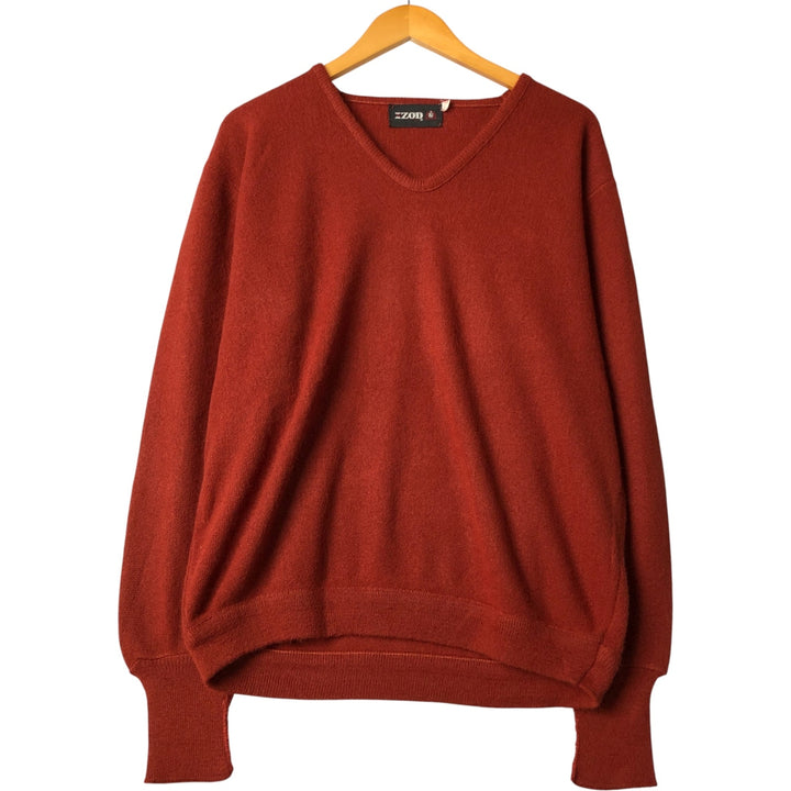 IZOD V-neck knit sweater, men's size XL, vintage unclear red type reddish brown Vintage Second Hand
