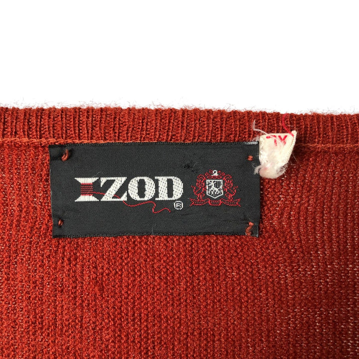 IZOD V-neck knit sweater, men's size XL, vintage unclear red type reddish brown Vintage Second Hand