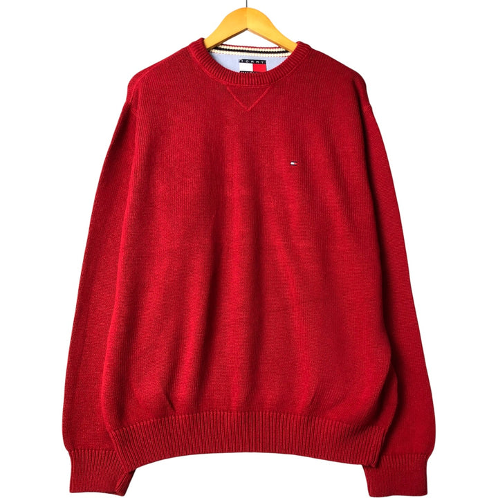 90s~ Tommy Hilfiger Cotton Knit Sweater Men's Size L Vintage cotton red type Vintage Second Hand