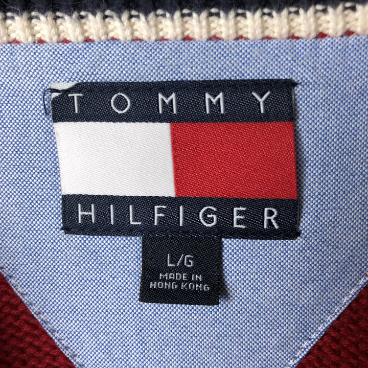 90s~ Tommy Hilfiger Cotton Knit Sweater Men's Size L Vintage cotton red type Vintage Second Hand