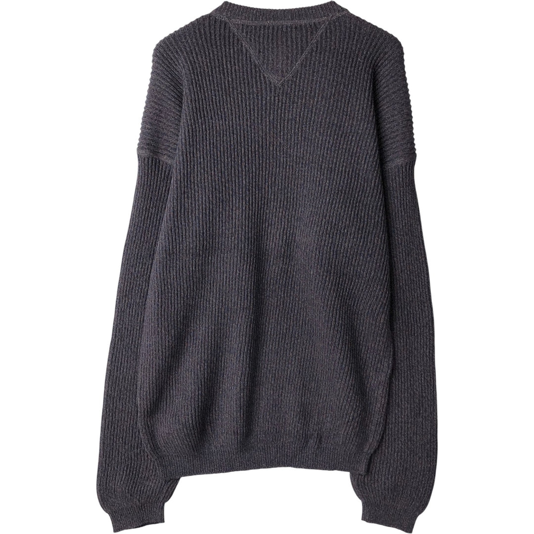 Vintage 90'S Tommy Hilfiger ribbed cotton knit sweater, size L, men's cotton gray type Vintage Second Hand