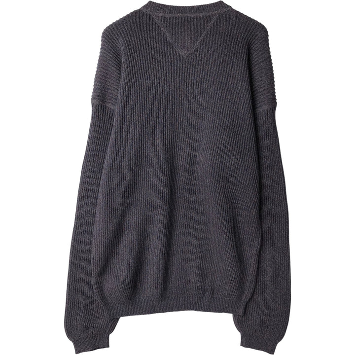 Vintage 90'S Tommy Hilfiger ribbed cotton knit sweater, size L, men's cotton gray type Vintage Second Hand