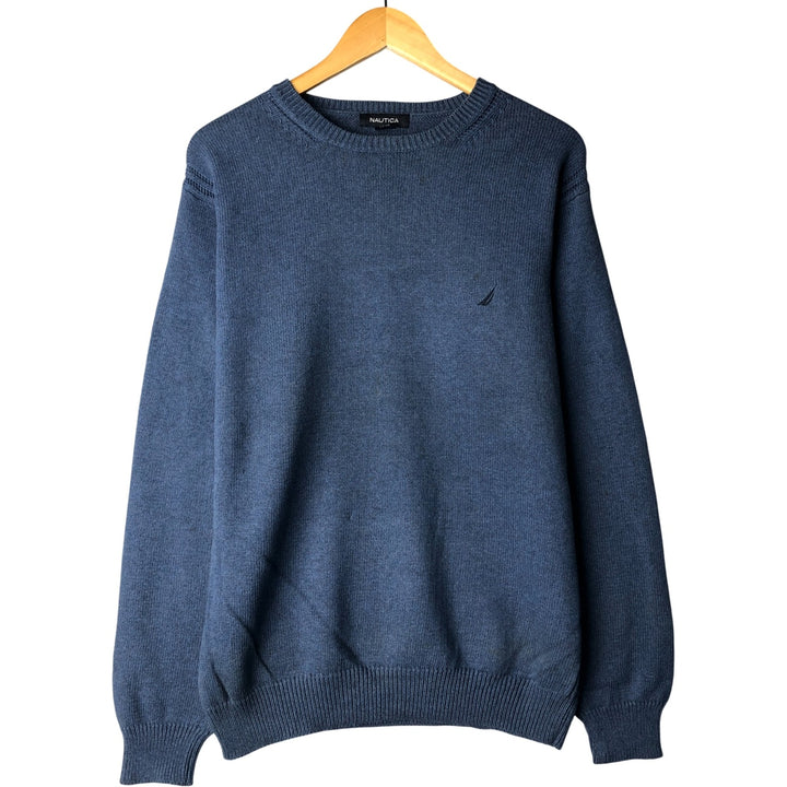 2000'S ~ NAUTICA Cotton Knit Sweater, Men's Size M cotton blue type Vintage Second Hand