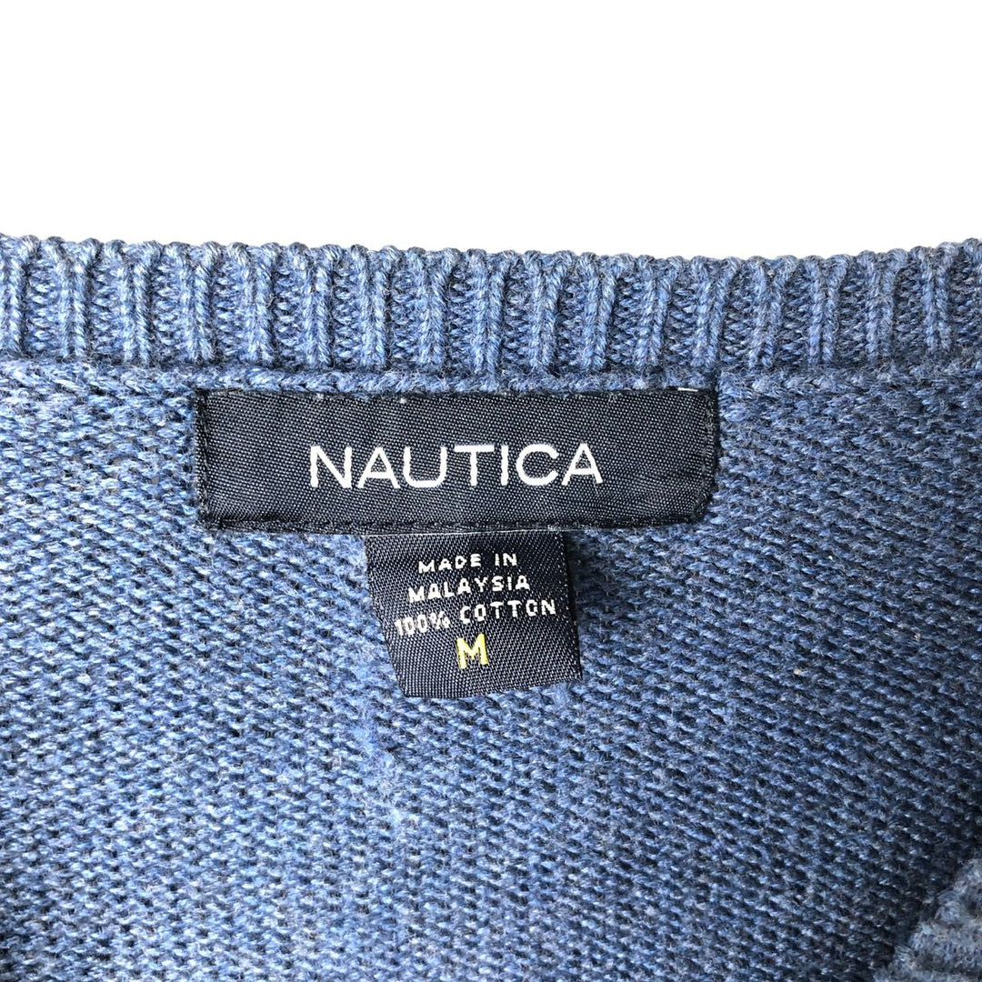 2000'S ~ NAUTICA Cotton Knit Sweater, Men's Size M cotton blue type Vintage Second Hand