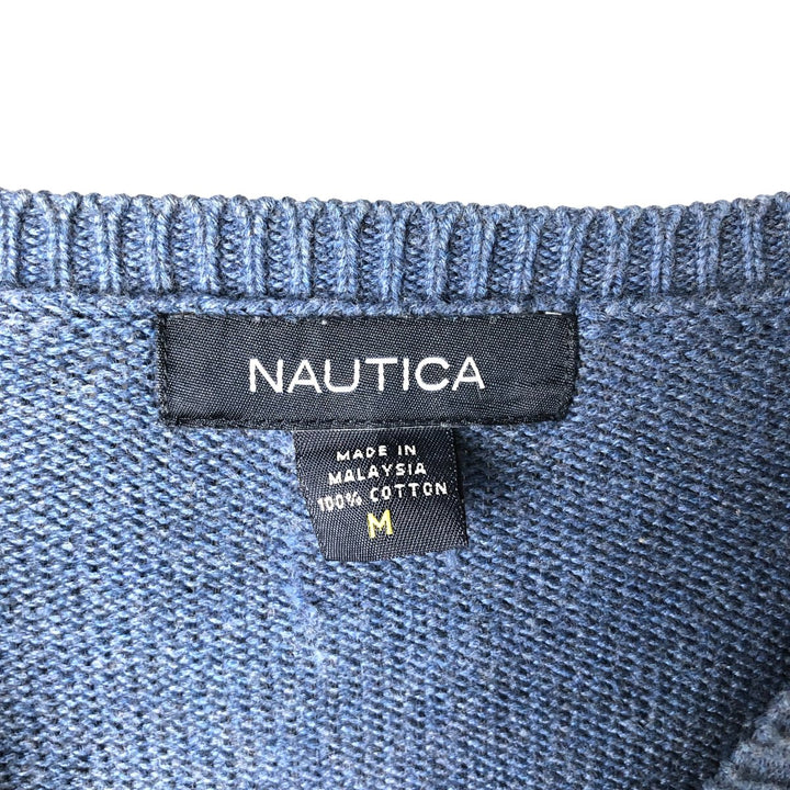2000'S ~ NAUTICA Cotton Knit Sweater, Men's Size M cotton blue type Vintage Second Hand