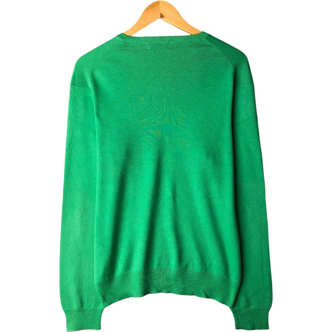 Ralph Lauren POLO RALPH LAUREN PIMA COTTON V-neck Pima cotton knit sweater, men's size M Pima Cotton Emerald green Vintage Second Hand
