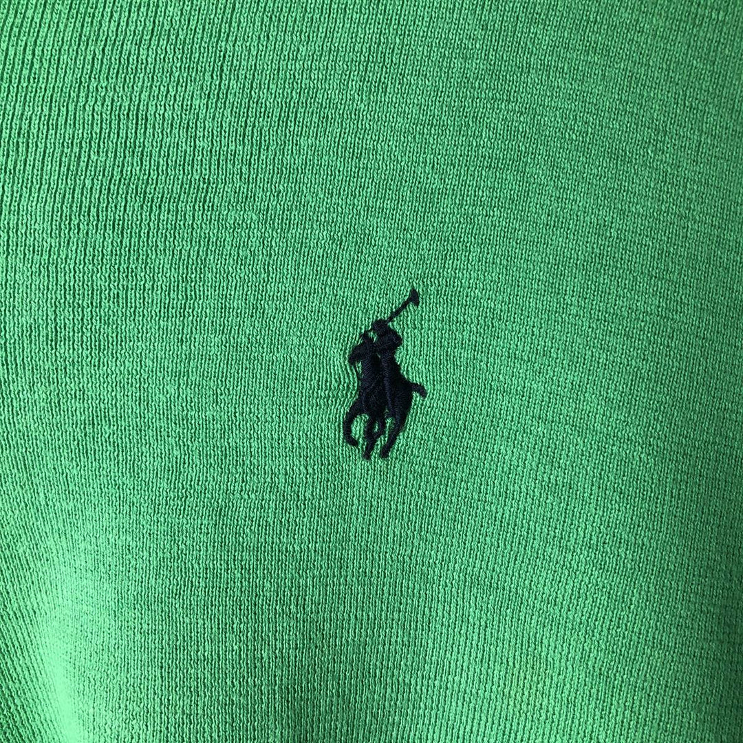 Ralph Lauren POLO RALPH LAUREN PIMA COTTON V-neck Pima cotton knit sweater, men's size M Pima Cotton Emerald green Vintage Second Hand