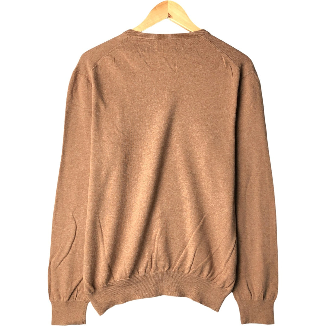 Ralph Lauren POLO RALPH LAUREN Slim Fit Pima Cotton V-Neck Pima Cotton Knit Sweater, Men's Size Medium unclear beige type brown Vintage Second Hand