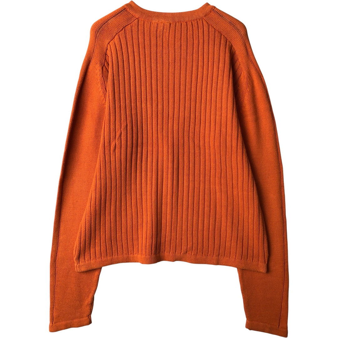 Lacoste, French-designed V-neck knit sweater, size 5, men's size L, ribbed knit unclear orange type Vintage Second Hand