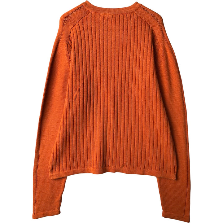 Lacoste, French-designed V-neck knit sweater, size 5, men's size L, ribbed knit unclear orange type Vintage Second Hand