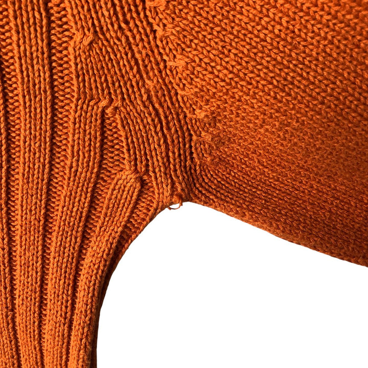 Lacoste, French-designed V-neck knit sweater, size 5, men's size L, ribbed knit unclear orange type Vintage Second Hand