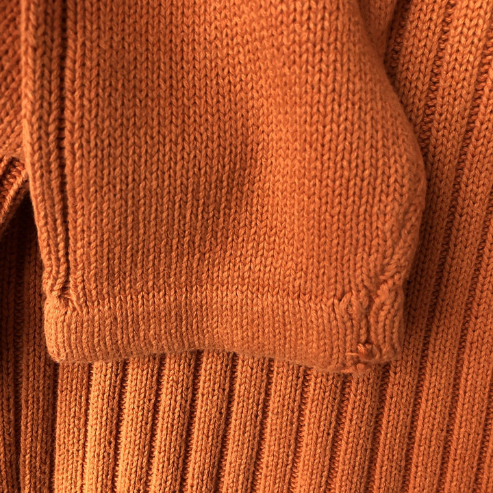 Lacoste, French-designed V-neck knit sweater, size 5, men's size L, ribbed knit unclear orange type Vintage Second Hand