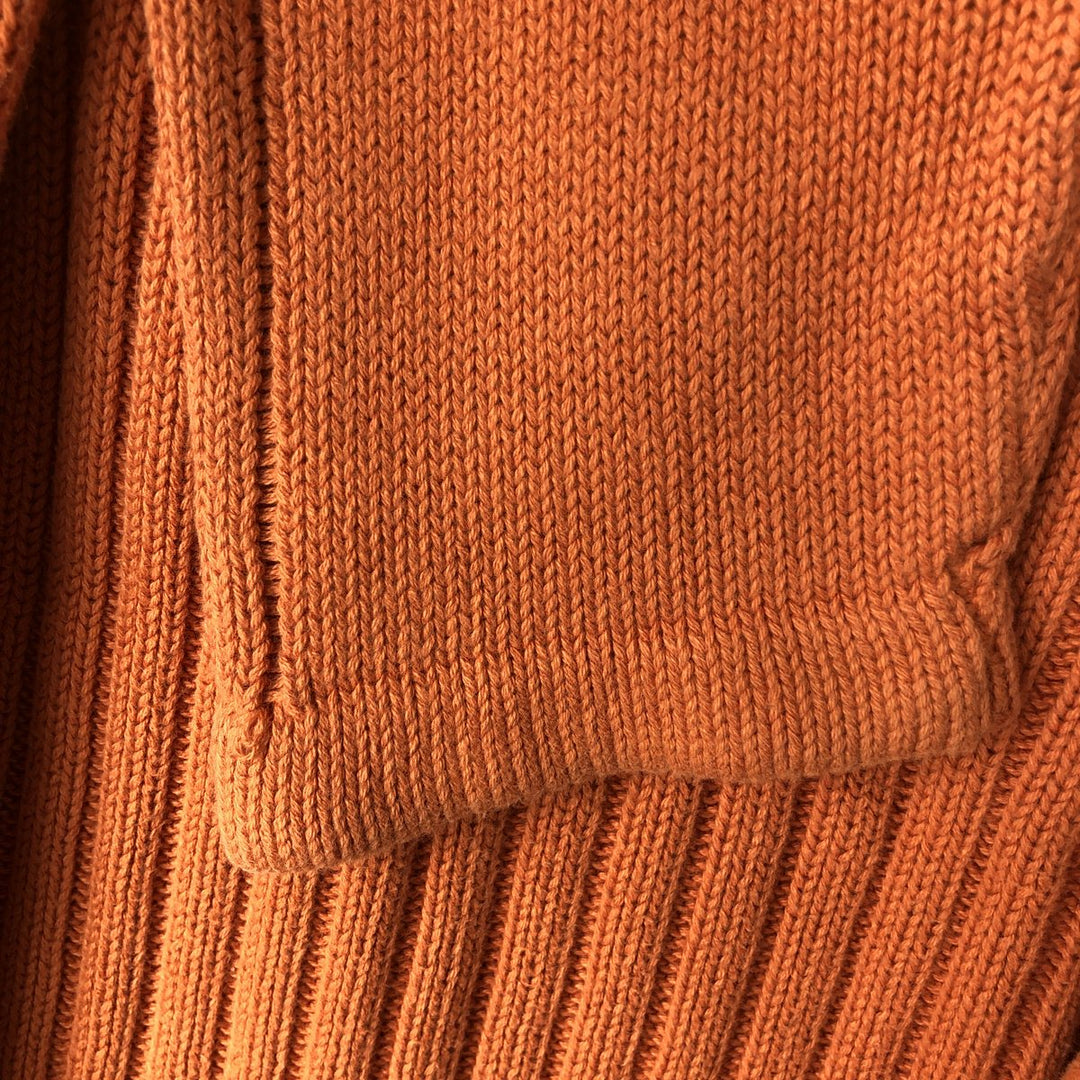Lacoste, French-designed V-neck knit sweater, size 5, men's size L, ribbed knit unclear orange type Vintage Second Hand