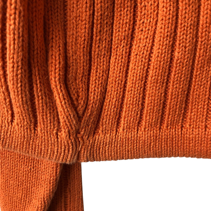 Lacoste, French-designed V-neck knit sweater, size 5, men's size L, ribbed knit unclear orange type Vintage Second Hand