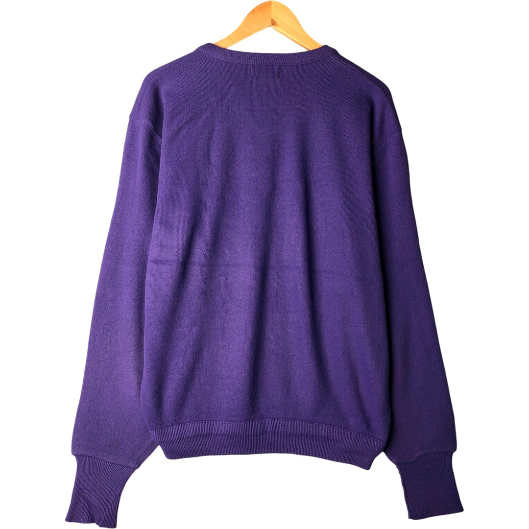 Vintage 1990'S Lacoste IZOD V-neck acrylic knit sweater, made in the USA, size L, men's size L acrylic purple type Vintage Second Hand