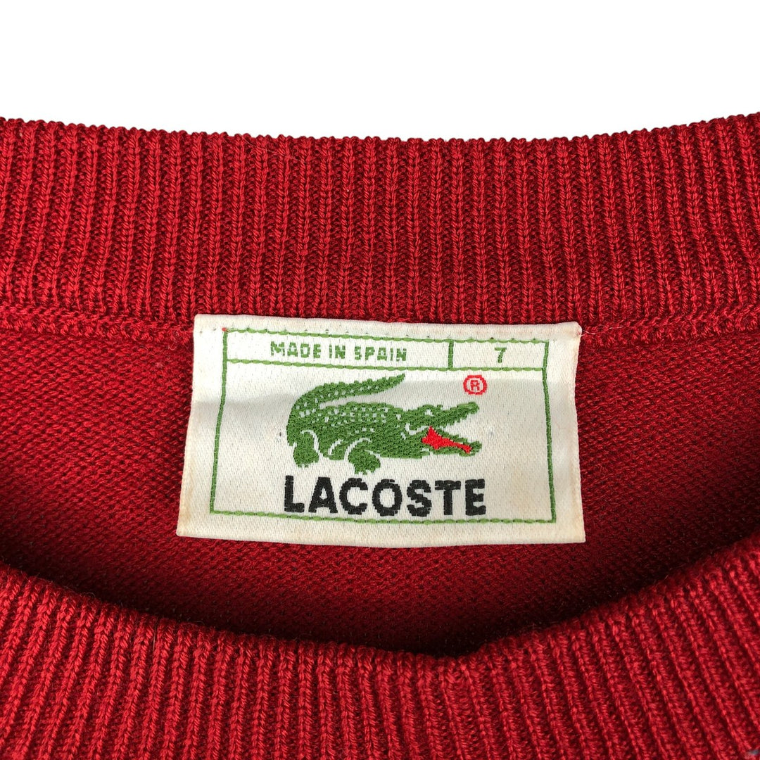 Vintage 1980'S Lacoste acrylic and wool knit sweater, made in Spain, men's size XXL wool red type Vintage Second Hand