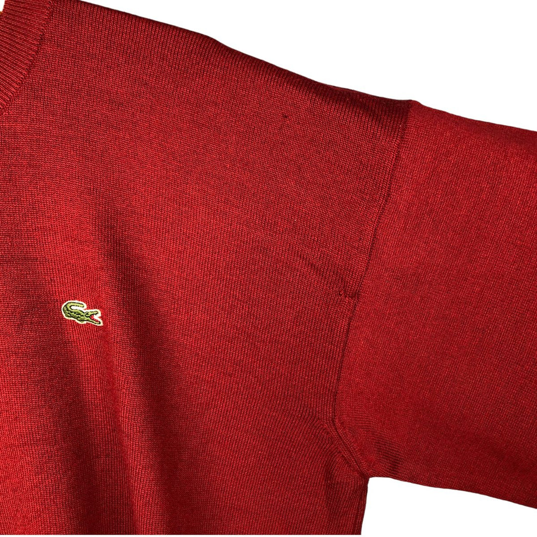 Vintage 1980'S Lacoste acrylic and wool knit sweater, made in Spain, men's size XXL wool red type Vintage Second Hand