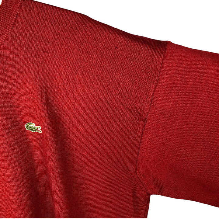 Vintage 1980'S Lacoste acrylic and wool knit sweater, made in Spain, men's size XXL wool red type Vintage Second Hand