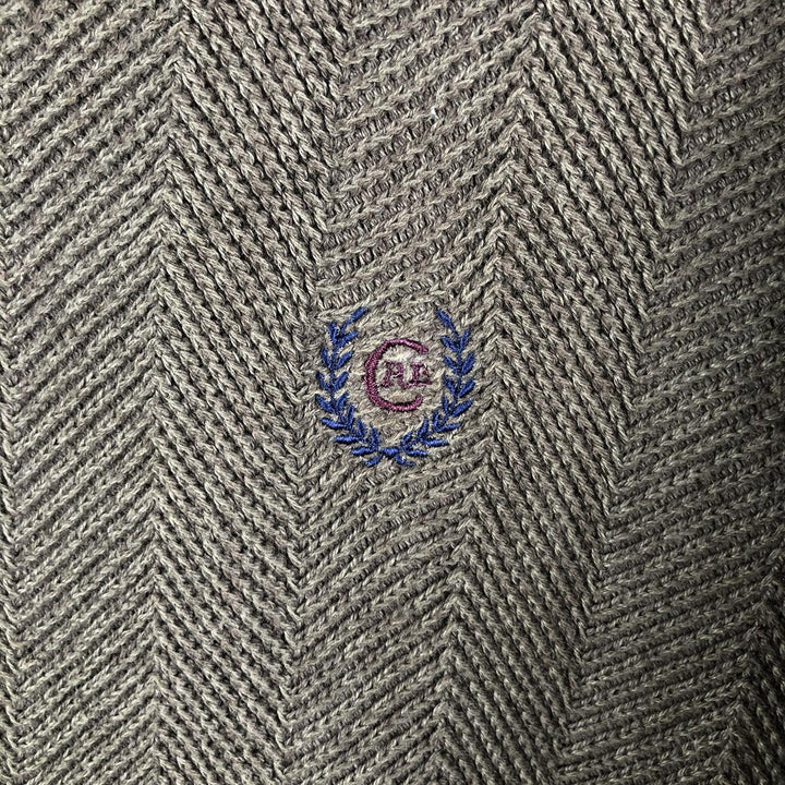 Ralph Lauren CHAPS Herringbone Hand-Framed Cotton Knit Sweater, Men's Size L cotton brown type Vintage Second Hand